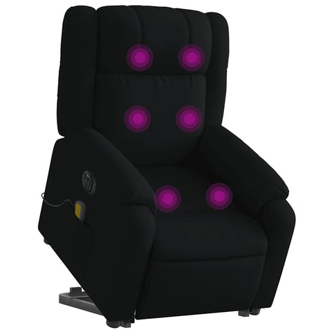 vidaXL Electric Power Lift Wingback Recliner - Black Fabric Massage Lounge Chair with Vibration, Motorized Adjustments for Elderly