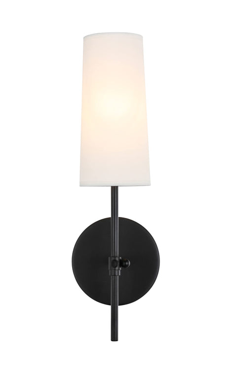 Living District Mel 1-Light Metal & Fabric Wall Sconce in Black/White