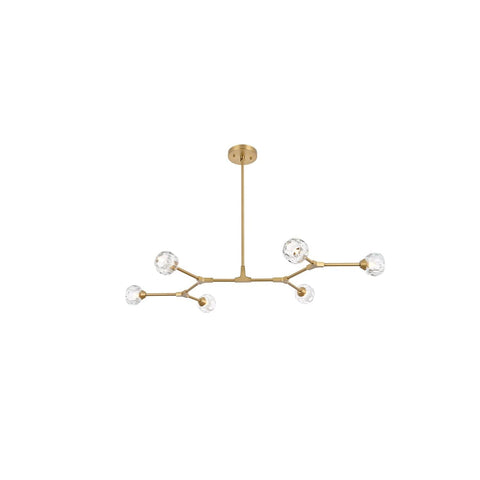 Elegant Lighting Zayne 6-Light Modern Crystal/Iron Pendant in Gold