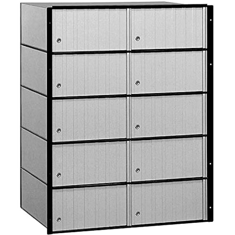 Salsbury Industries 2210 Aluminum Mailbox, 10 Doors, Standard System, Aluminum with Black Trim