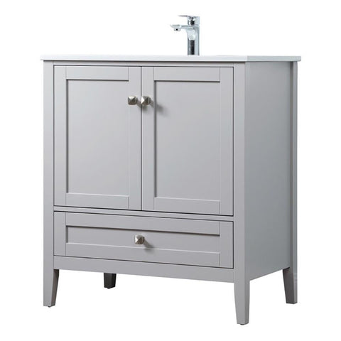 Elegant Kitchen and Bath Hamilton 30" Solid Wood Single Bathroom Vanity in Gray