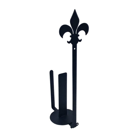 Village Wrought Iron Fleur-de-lis Vertical Wall Paper Towel Holder