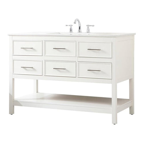 Elegant Decor Sinclaire 48" Aluminum Alloy & MDF Single Bathroom Vanity in White