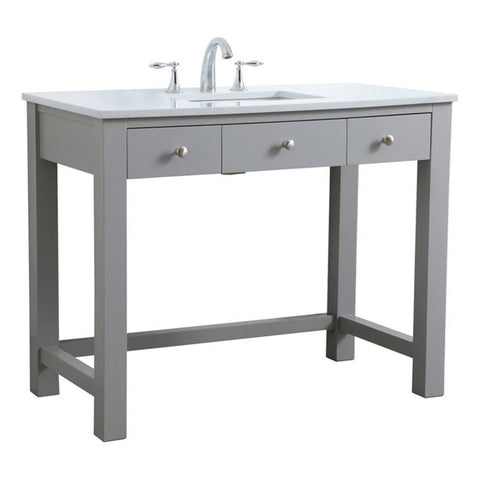 Elegant Kitchen and Bath Hudson 42" Solid Wood Bathroom Vanity in Gray