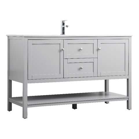 Elegant Kitchen and Bath Heath 54" Solid Wood Single Bathroom Vanity in Gray