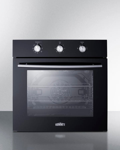 24 Inch wide LP gas wall oven in black with convection designed to fit 23.23 Inch H x 22.2 Inch W x 23.62 Inch D cutouts