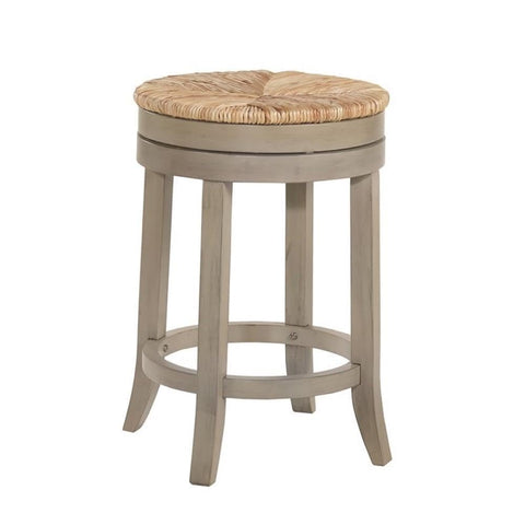 Carolina Classic Irving 24" Weathered Gray Wood and Rush Swivel Counter Stool