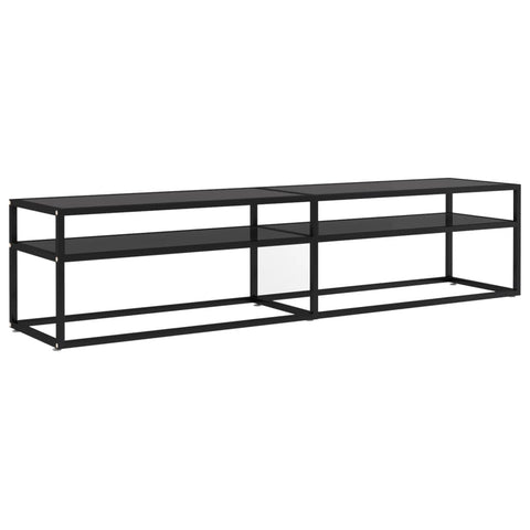 vidaXL Black Tempered Glass TV Stand – Sleek Design with High Capacity and Functional Shelf – Fits Any Living Room Decor – Easy to Clean