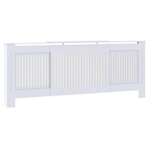 vidaXL Radiator Cover/Guard - Adjustable Length 55.9” to 80.7” White MDF Heater Cover for Living Room/Office