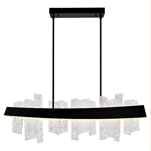 CWI Lighting 39'' Modern Black LED Rectangular Chandelier for Kitchen Island, Dining Room, or Bar – Integrated LED – BACL Certified with 3-Year Warranty