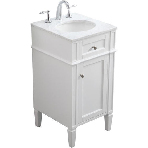 Elegant Decor Park Avenue 18" Single Marble Top Bathroom Vanity in White
