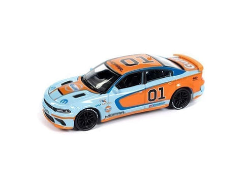 2021 SRT Hellcat #01 Light Blue and Orange Limited Edition to 4800 Pieces Worldwide 1/64 Diecast Model Car by Auto World CP8084