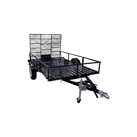 DK2 6 ft. x 10 ft. Single Axle Black UV Powder Coated Open Rail Trailer