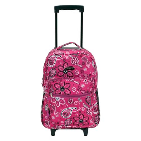 Rockland Double Handle Rolling Backpack, Bandana, 17"