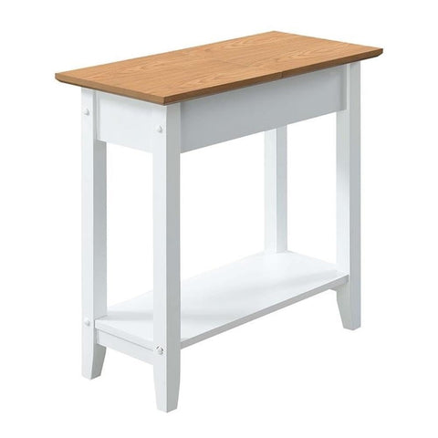 Convenience Concepts American Heritage Flip Top End Table 23.25" - Classic Narrow Chairside Accent with Hidden Storage & Lower Shelf for Traditional, Modern Living Room, Driftwood/White