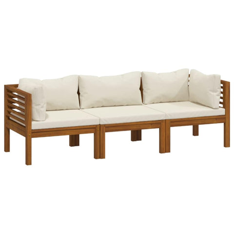 vidaXL 5-Piece Patio Lounge Set - Solid Acacia Wood Frame with Cream Cushions - Ideal for Garden, Patio, Outdoor Living Spaces & Relaxation Areas - Includes Table & Footrest