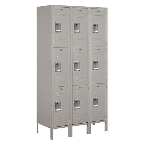 Salsbury Industries 53368GY-U Triple Tier 45-Inch Wide 6-Feet High 18-Inch Deep Unassembled Extra Wide Standard Metal Locker, Gray