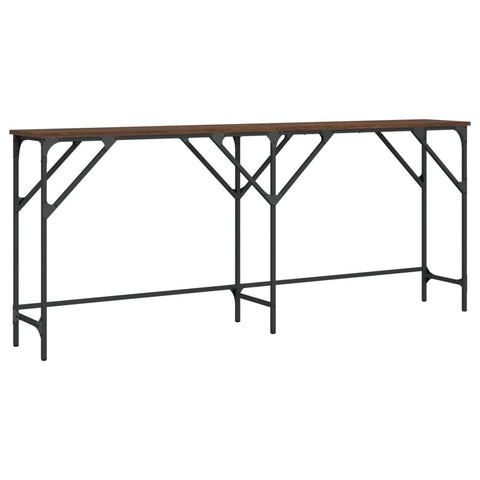 vidaXL Industrial Brown Oak Console Table for Entryway Hallway Living Room 70.9X11.4X29.5in Engineered Wood Matte Finish with Adjustable Feet Sofa Hall Rectangular Narrow Behind Side
