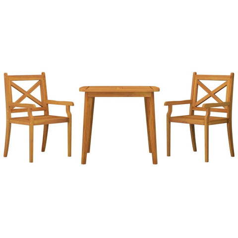 vidaXL Patio Dining Set 3 Piece, Outdoor Furniture Set, Patio Table and Chair for Garden Poolside Backyard, Farmhouse Style, Solid Wood Acacia