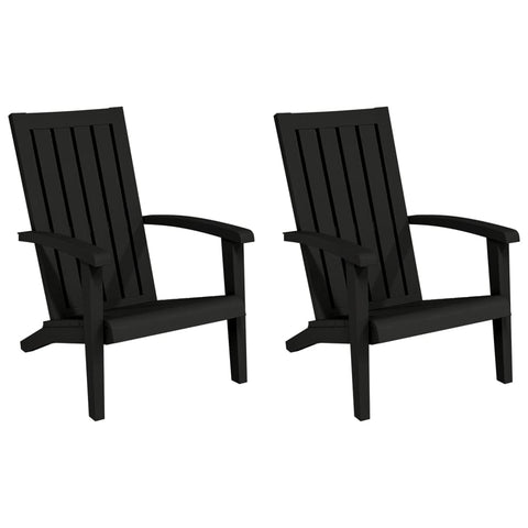 vidaXL Black Polypropylene Adirondack Chairs - 2 pcs, Weather- Patio Furniture with Comfortable Seating, Ergonomic Design, Imitation Wood Texture