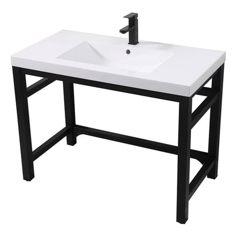 Elegant Kitchen and Bath VF14542BK 42 inch ADA Compliant Single Bathroom Metal Vanity in Black