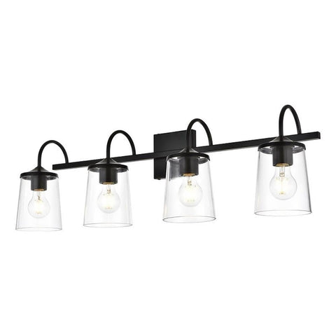 Living District Avani 4-Light Iron & Glass Bath Sconce in Black and Clear