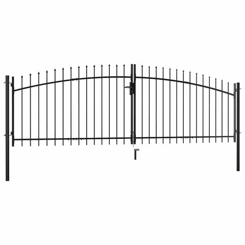 vidaXL Double Door Fence Gate Woerden with Spear Top Walk Through Fence Gate Decorative Doors Outdoor Garden Backyard Terrace Border 157.5"x58.9"