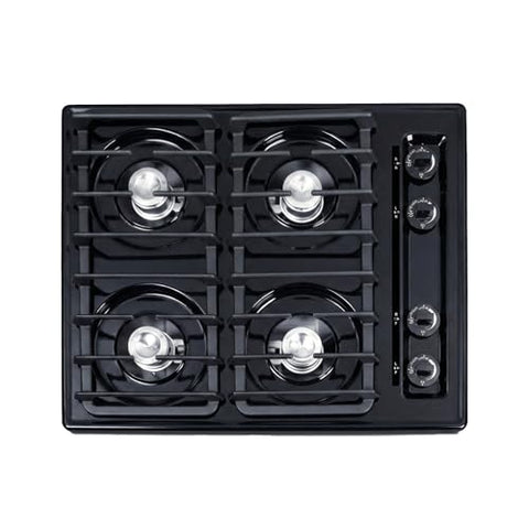 Summit 24" Gas Cooktop, 4 Burners, Electric Ignition, 115V-3 Gas Cooktop, Black - TNL033I (Electronic Ignition)