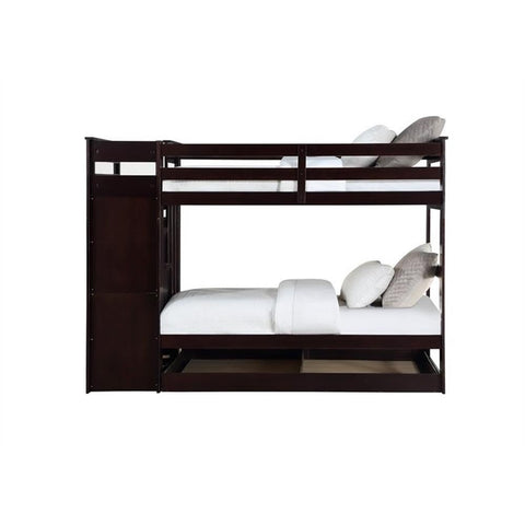 Acme Allentown Twin/Twin Bunk Bed with Storage Ladder & Trundle in Espresso
