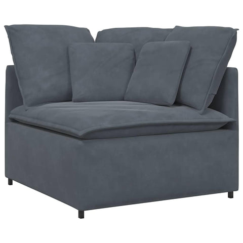 vidaXL Modular Sofa Corner Module with Cushions - Velvet Upholstery & Sturdy Metal Frame - Customize Your Living Room, Lounge Area, or Bedroom - 39.4"x39.4"x25.2" Dark Gray