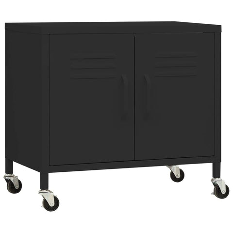 vidaXL Storage Cabinet, File Cabinet for Home and Office, Freestanding Drawer Cabinet with Wheels, Filing Storage, Industrial Style, Black Steel