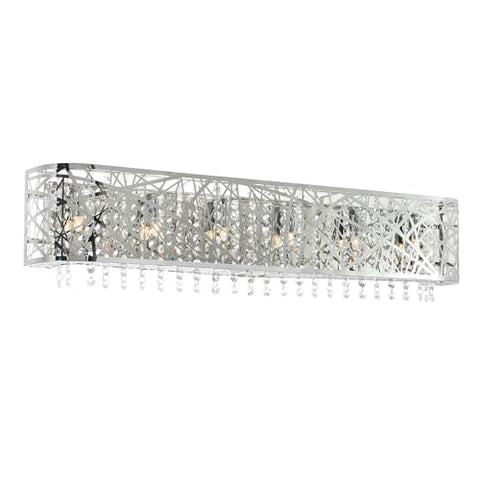 CWI Lighting 32'' Stainless Steel Vanity Light for Bathroom – 6-Light Wall Sconce with G9 Bulb Base, BACL Certified, 1-Year Warranty