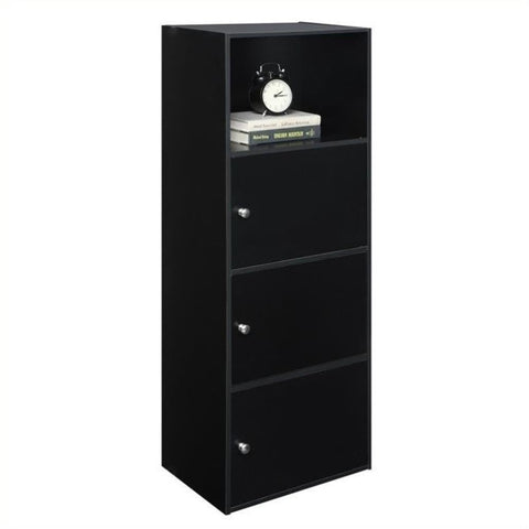 Convenience Concepts Xtra-Storage 3 Door Cabinet in Black Wood Finish