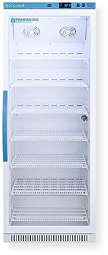 Accucold ARG12PV456 Upright Vaccine Refrigerator; Factory-installed Lock; 12 cu.ft Capacity; Automatic Defrost; Adjustable Temperature; Certificate of Calibration Included; Interior Light