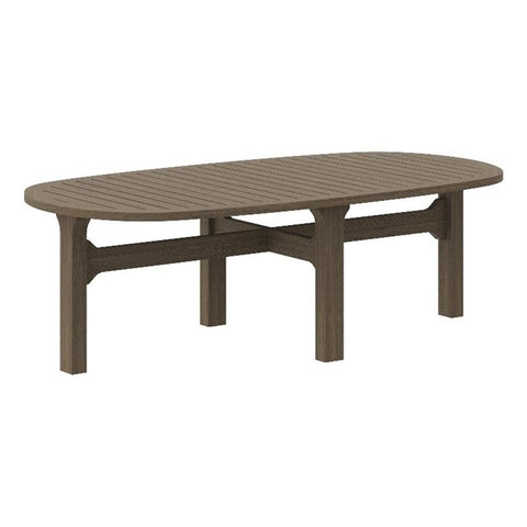 Modway Saratoga Teak Outdoor Oval Coffee Table in Weathered Gray – Low Wood Patio Coffee Table with Slatted Top and Sturdy Base