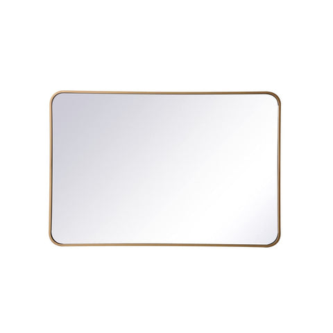 Elegant Decor Evermore 27x40 Soft Corner Metal Rectangular Mirror in Brass