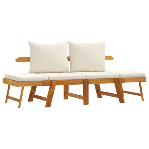 vidaXL Garden Bench Cream White Solid Acacia Wood 2-in-1 Adjustable