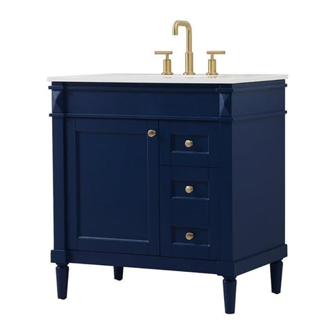 Elegant Decor Indoor Modern Under Sink Bathroom Fixtures Storage Organizer Cabinet 32 inch Single Bathroom Vanity - Blue