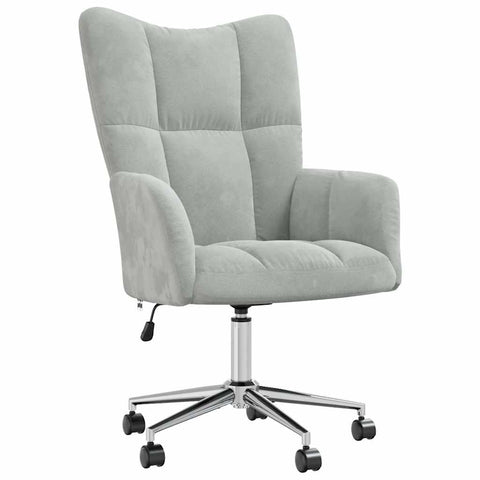 vidaXL Relaxing Chair - Light Gray Velvet Upholstered Armchair with Adjustable Height and Swivel Function for Home/Office Use, 328161