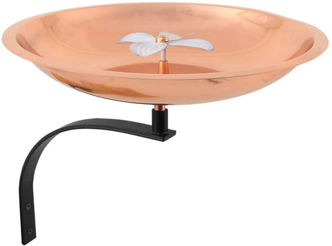Oakestry BB-08-WM Dogwood Wall Mount Bracket Birdbath, Copper Plated and Colored Patina Finish, Black