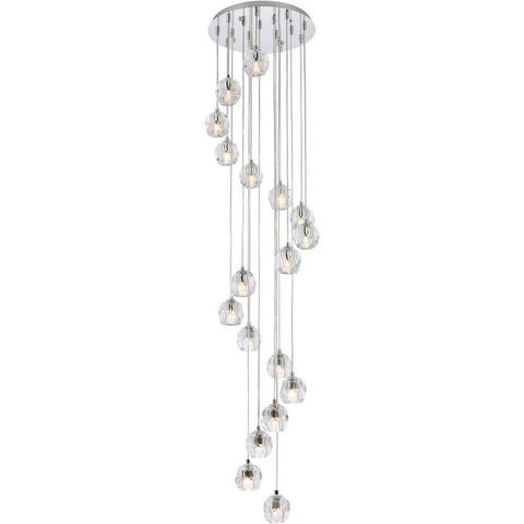Elegant Lighting Luxurious Eren Adjustable Hanging 18 Lights Pendant for Living Room, Kitchen, Bedroom & Hallway, Chrome
