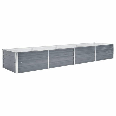 vidaXL Rectangular Garden Raised Bed, Galvanized Steel Outdoor Planter in Gray, 126"x31.5"x17.7", Ideal for Plants, Vegetables, Herbs & Flowers
