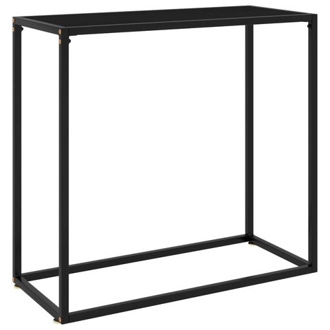 vidaXL Console Table in Black - Modern Design, Tempered Glass and Powder-Coated Steel Material, Rectangular Shape, for Office/Living Room/Lounge