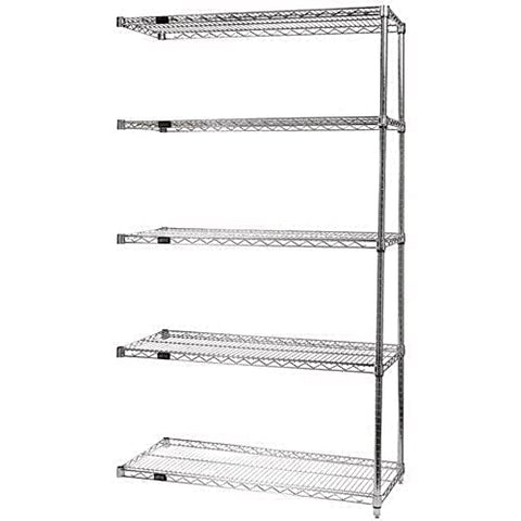 Quantum Storage Systems AD54-1430C-5 Wire Shelves Add-On Kit for WR54-1430C-5 Chrome 5 Shelves 54" H x 30" W x 14" D