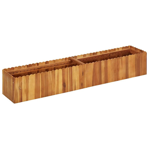 vidaXL Garden Raised Bed in Solid Acacia Wood - ic Design, Weather, with Slatted Base for Drainage, Ideal for Outdoor Plant or Flower Beds, Natural Wood Color