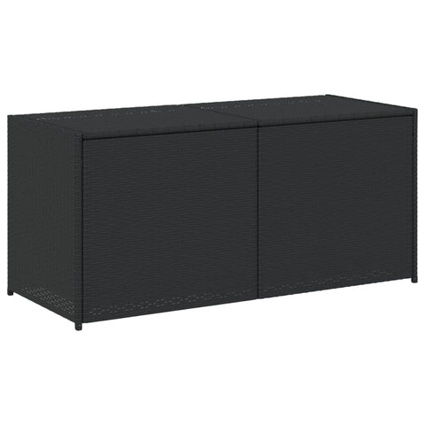 vidaXL Poly Rattan 74.8 Gal Garden Storage Box - Black, Outdoor Cushion Box with Water- Bag, Weatherproof Patio Organizer
