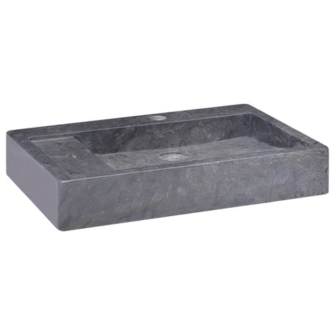 vidaXL Black Marble Sink, 22.8"x15.4"x3.9", Luxurious, Durable, Easy-to-Clean, Handmade, Elegant Bathroom/Washroom Accessory