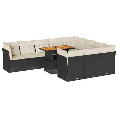 vidaXL 11 Piece Patio Sofa Set with Cushions Black Poly Rattan, Garden Sofa Set, Garden Lounge Set, Poly Rattan Sofa Set, Outdoor Sofa Set
