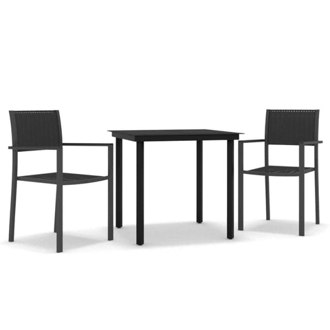 vidaXL Patio Dining Set 3 Piece, Outdoor Dining Set for 2, Table and Chair for Garden Backyard Balcony, Dining Chair Patio Table, Black