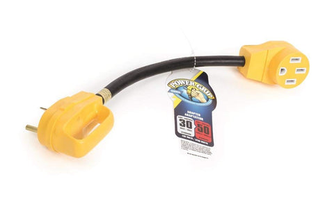 Camco PowerGrip Camper/RV Dogbone Electrical Adapter | Features 30-Amp Male (NEMA TT-30P) and 50-Amp Female (NEMA 14-50R) Ends | Rated for 125V/3750W (55185)